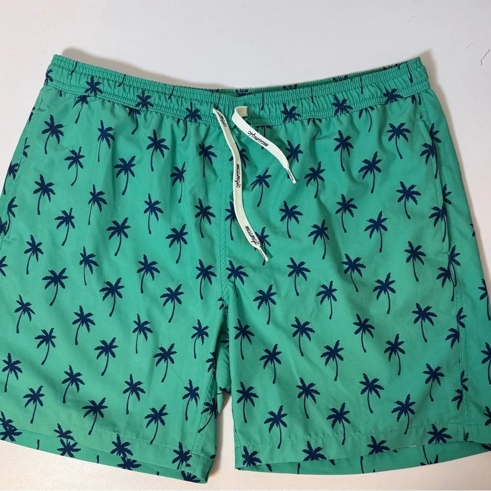 Maamgic Men's Swim Trunks Green Blue‎ Palm Trees L/XL